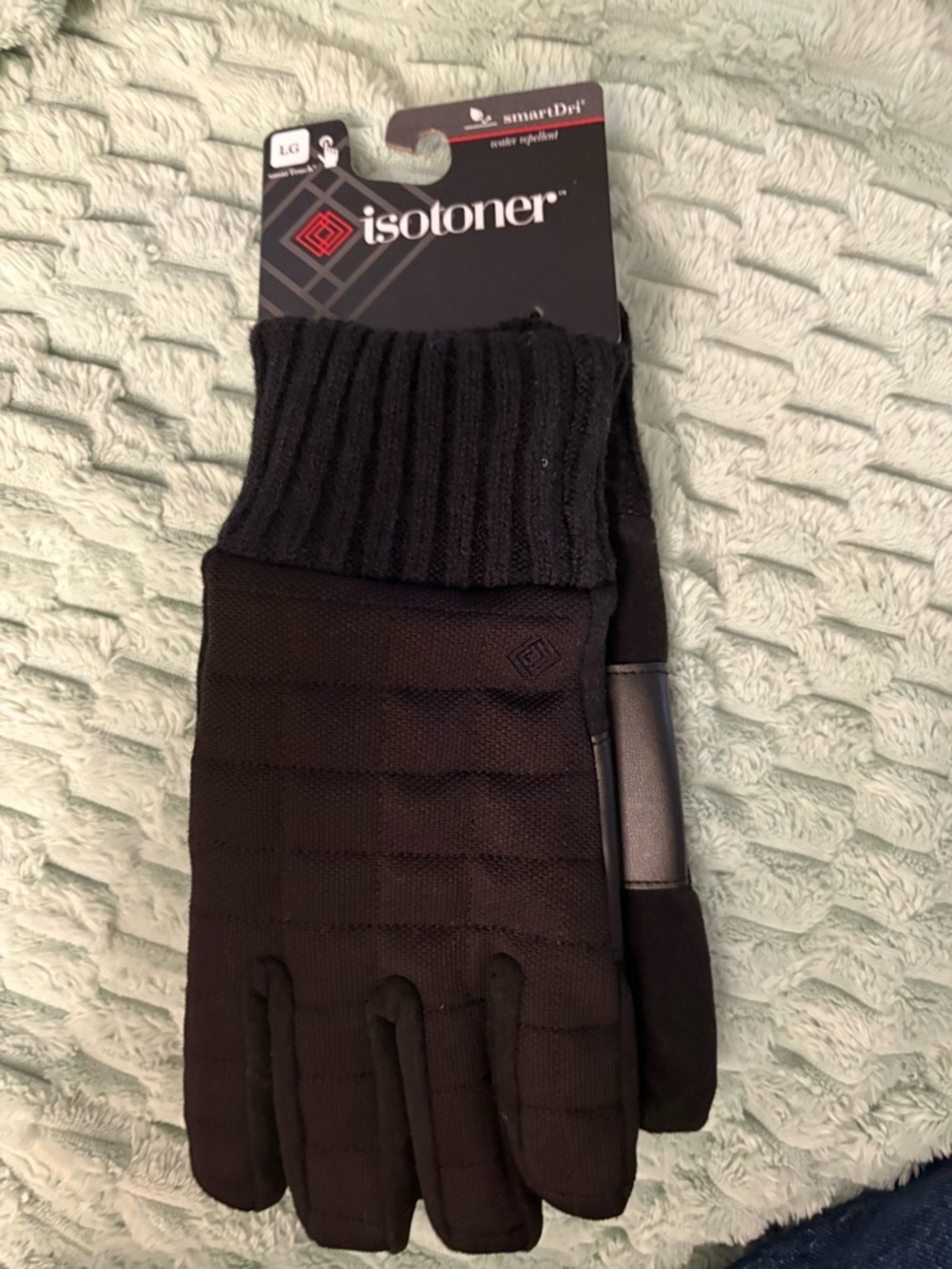 NWT- Large isotoner  Black SmartDri Insulated Touchscreen Gloves